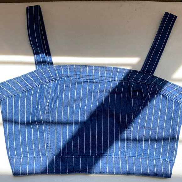Forever 21 Tops - Forever 21 Pinstriped Denim Crop Top